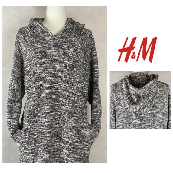 H&M Tops - SALE🌺H&M Black White Hoodie Tunic Sweater Pockets